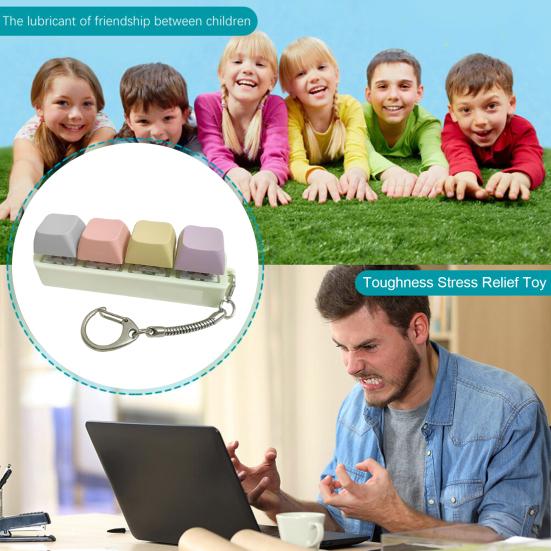 Mechanická klávesnice Fidget Přívěsek na klíče Úleva od stresu Úzkost Přenosná Cestovní Tichá Děti Dospělí 4 Klávesy Klávesnice Klikání Senzorická Klávesa Hračka