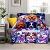 1PC Custom Name Dogs Space Adventure flannel blanket versatile,all-season throw suitable for the living room,bedroom,camping,travel,and gift