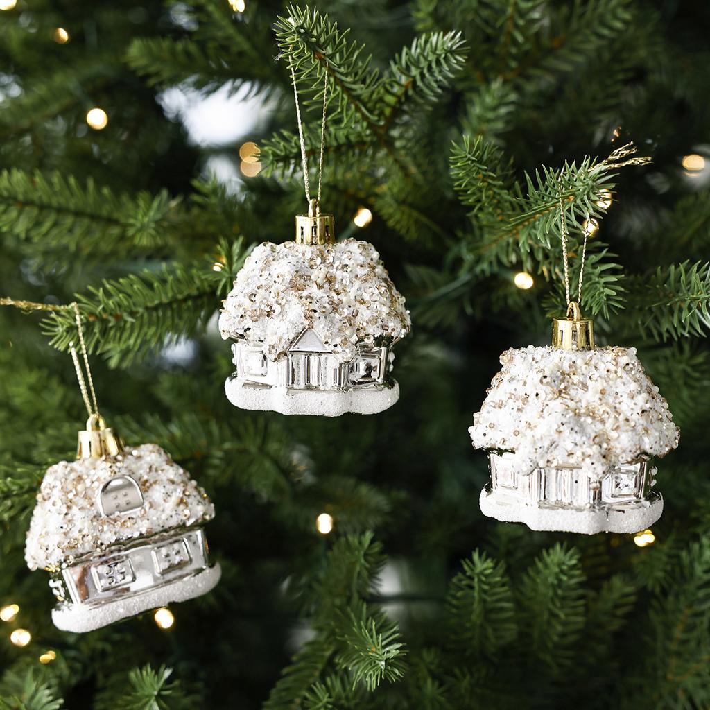 House Decorations, Christmas Ornaments, Plastic, Hand-painted Electroplated Ball Pendants, Christmas Tree Accessories, Christmas Scene Decoration