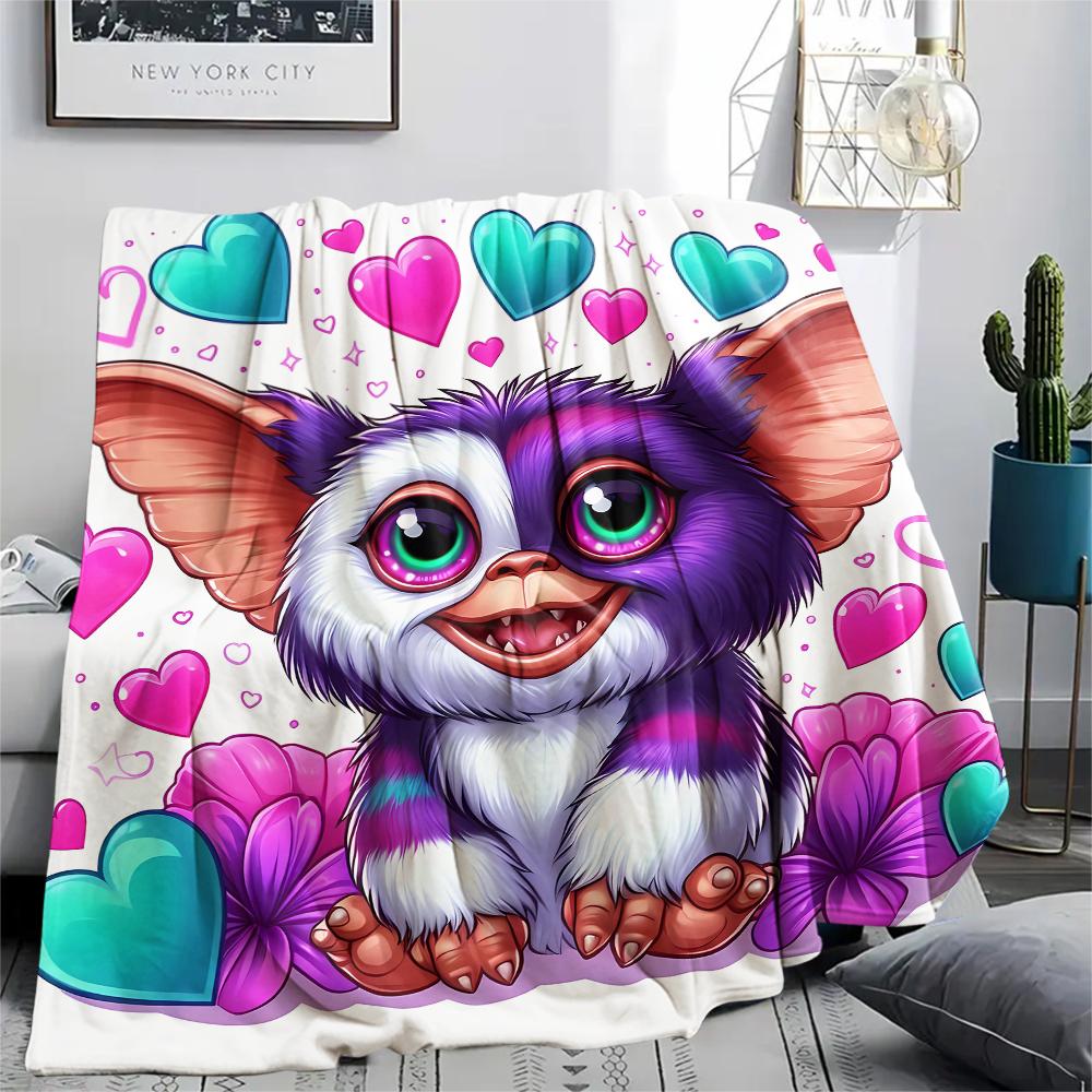 1PC Gremlins Print Flannel Blanket, High quality All Seasons, Home Decor, Warmth and Comfort, Perfect for Christmas Gifts