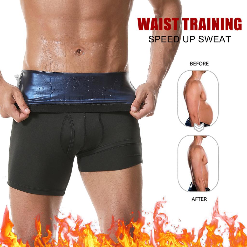 Sauna Shorts for Men Sweat Pants High Waisted Compression Underwear Tummy Control Shapewear Workout Training Capris Body Shaper Boxer Briefs
