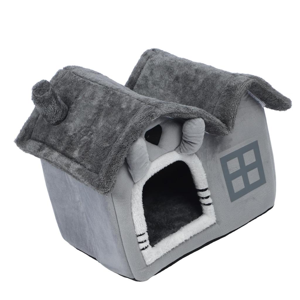 Double Roof Indoor Dog House Removable Cushion Washable Cover Cave Dog House for Small Dogs