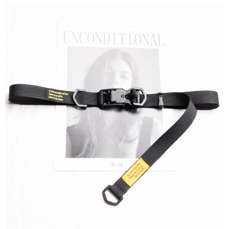 Mei 2.5Cm Yu Wenle same magnetic buckle function wind hip hop nylon canvas belt, trendy brand overalls belt men 100cm