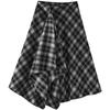 Semir Women's Brushed Plaid Irregular A-Line Long Skirt