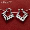 30MM 925 Sterling Silver Glossy Square Hoop Earrings for Women Fashion Charm Wedding Engagement Party Gift Jewelry Accessories