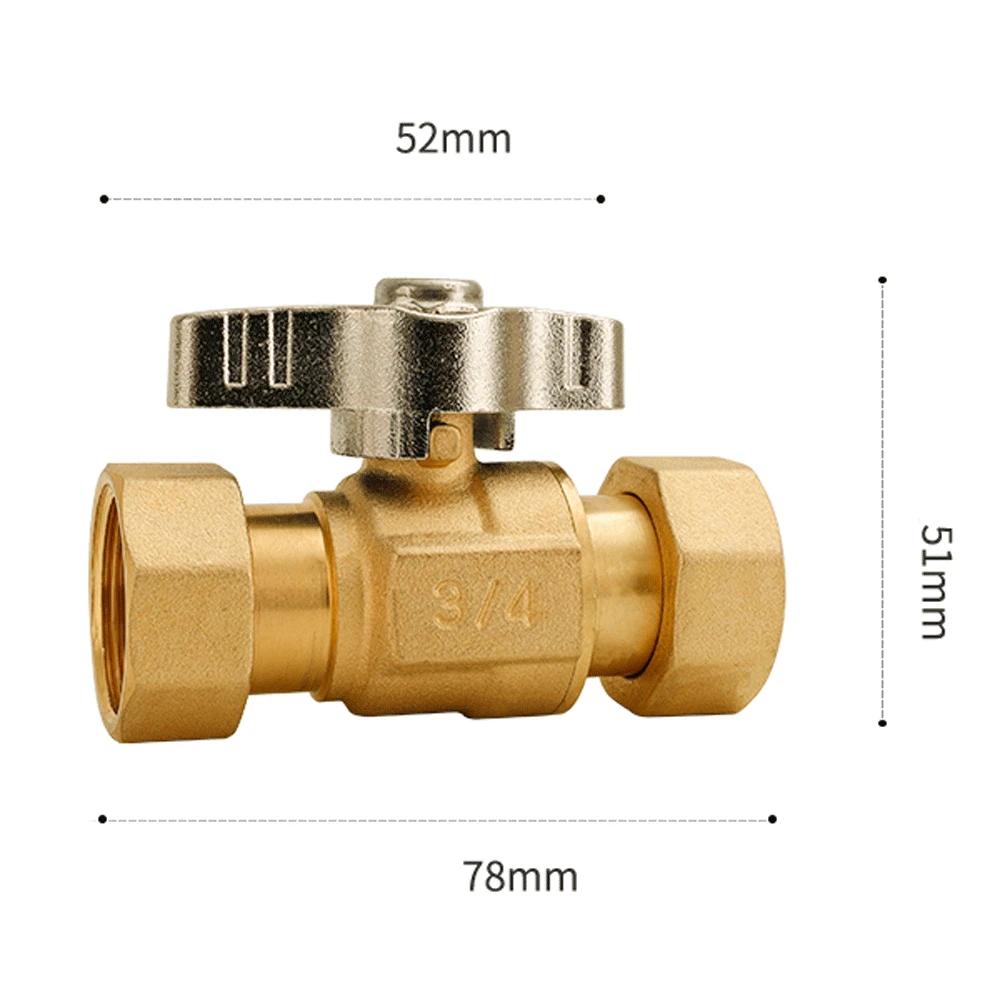 Union Ball Valve 1/2" -3/4" Brass Double Female and Male Thread Valve Water Pipe Switch Gas Straight To Tap Water