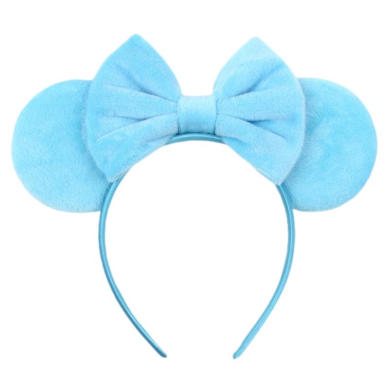 Disney Mickey 3.3"Velvet Ears Headband For Girls Soft Bow Hairband Halloween Festival Party Christmas DIY Hair Accessories