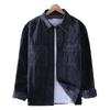 Men's Spring Cotton Corduroy Jacket with Double Pockets, Stripes & Velvet, Loose Fit, Drop Shoulder, Long Sleeve, Japanese Style.