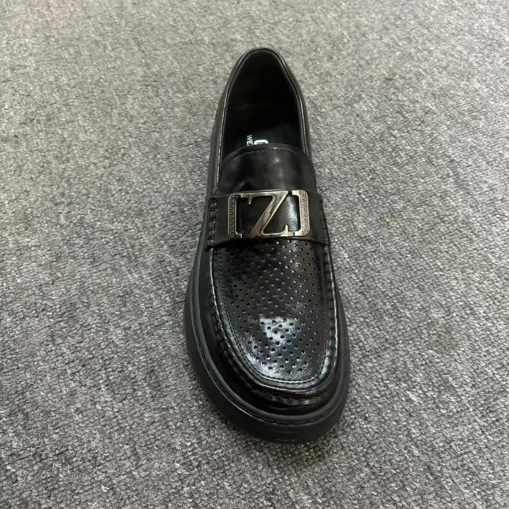 Sommer hohl Leder runde Zehe dicke Sohle ein Pedal Slipper Doudou Herrenschuhe Business vielseitig lässig bequem