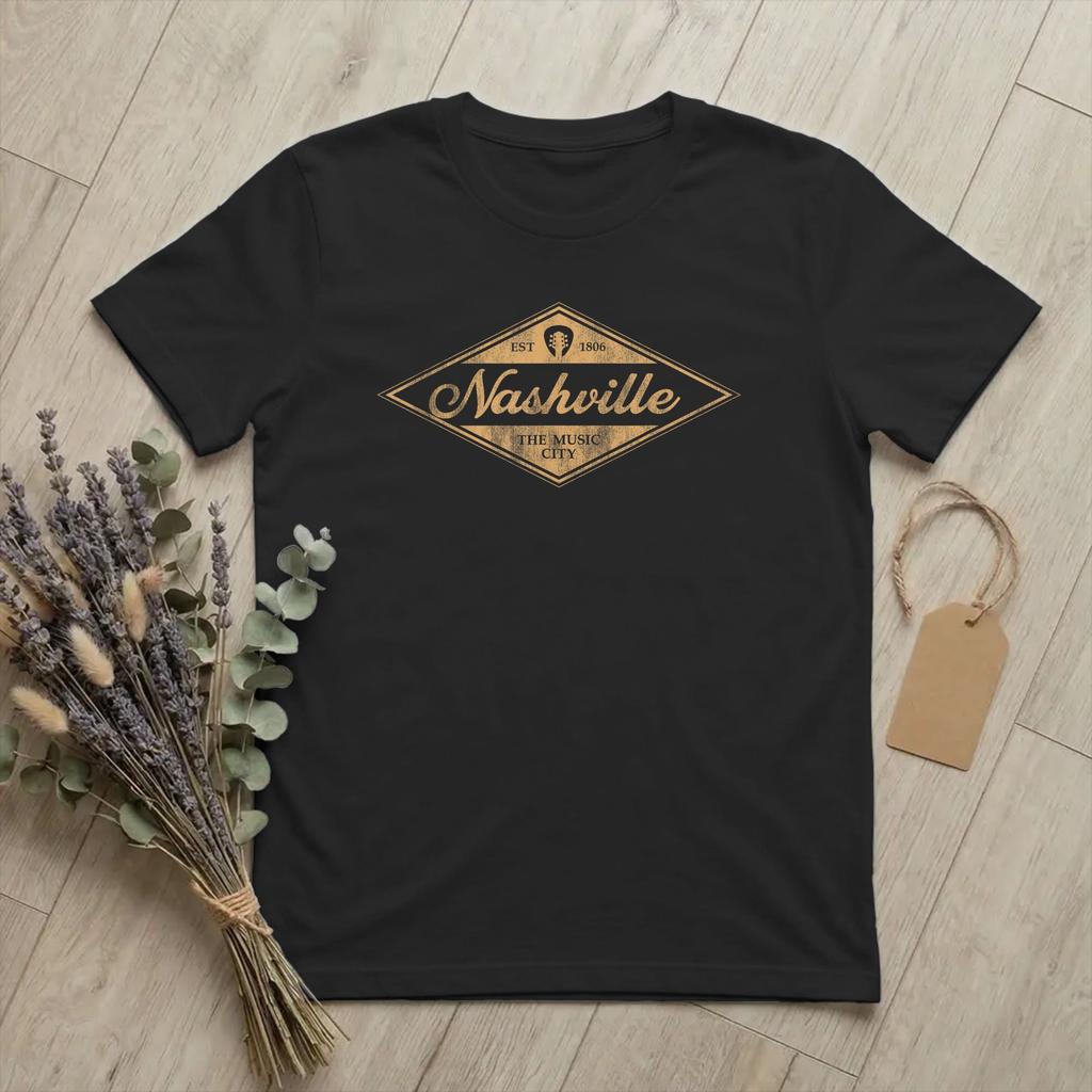Neuheit Nashville Tennessee Country Musik T-Shirts Unisex Rundhals Reines Baumwoll-T-Shirt Gitarrenstadt T-Shirt Geschenkidee Kleidung