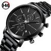 Three-eye Six-hand Chronograph Multi-function Calendar Steel Band Watch for Men Tungsten Steel Waterproof Quartz Watch