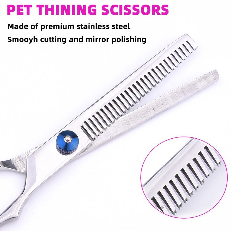 Pet Grooming Scissors Round Head Professional Stainless Steel Dog Hair Scissors Durable Pet Shears Animal Cutting Portable Set