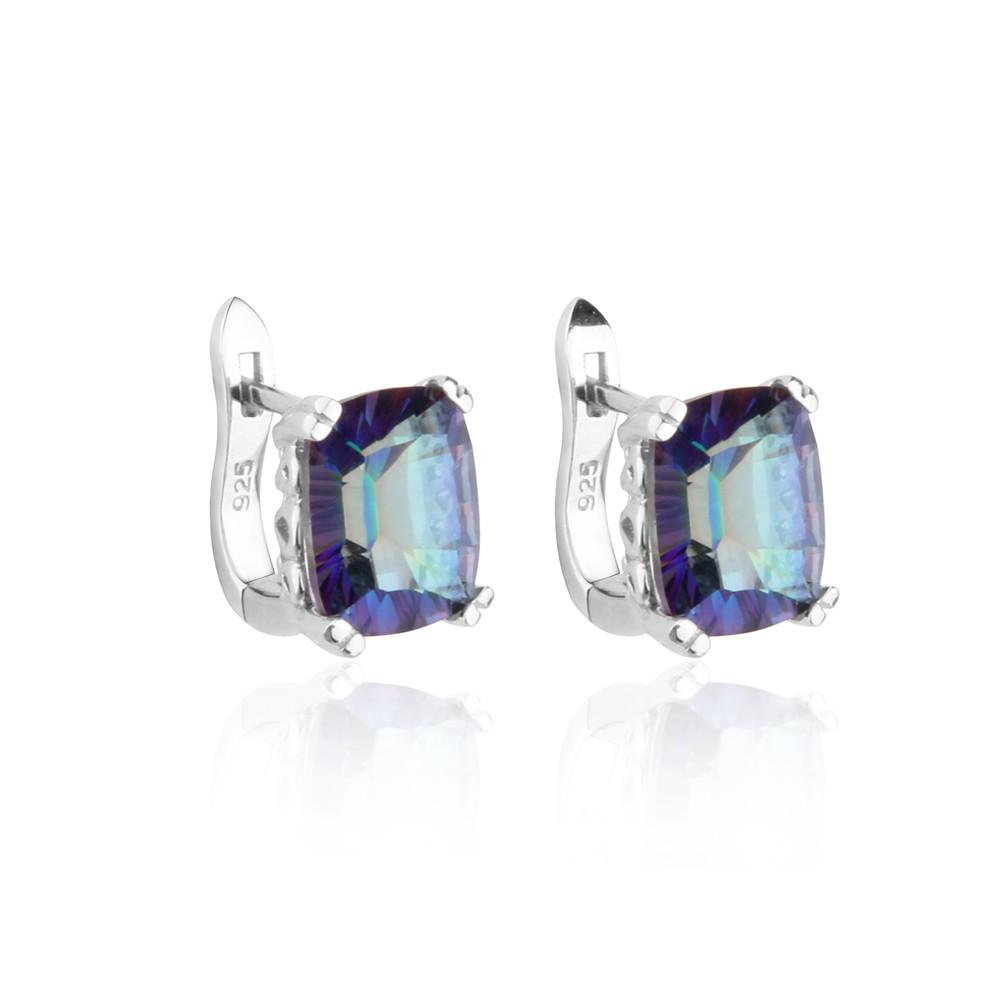 

Colored Gemstone Stud Earrings, Simple And Personalized S925 Sterling Silver Inlaid With Coated Crystal Stud Earrings 925 silver