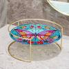 Acrylic Butterfly Diamond Painting Bathroom Tray Round Decorative Tray Rhinestone Painting Vanity Tray for Coffee Table Decor