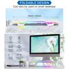 Monitor Stand Riser with 3 USB 2.0 Ports + Wireless Charging + RGB Lighting Foldable Office Computer Stand Storage Rack
