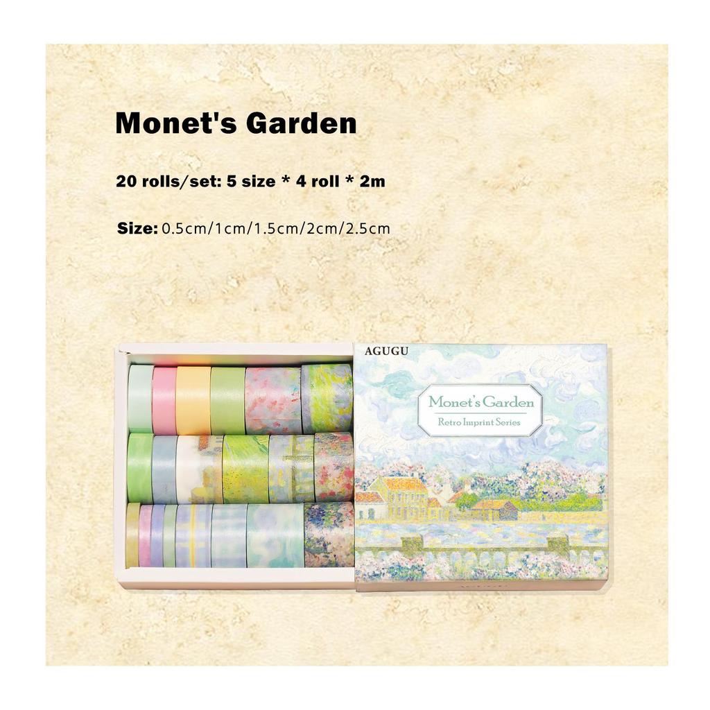 20pcs Vintage Imprint Washi Tape Set Retro Style Letters Art Adhesive Masking Tape Stickers for Album Diary Decoration