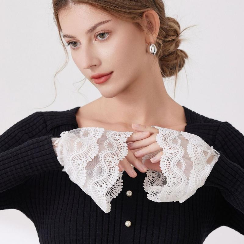 Breathable Lace Detachable Sleeve Wrist Cuffs Sleeves Multipurpose Arm Covers For Office Women Formal Event Daily Outfit