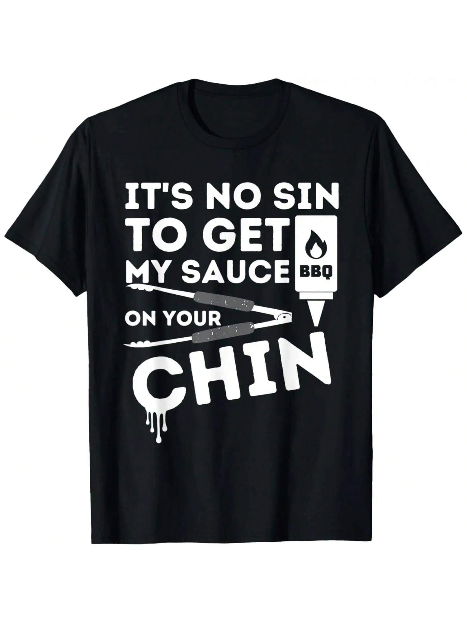 It s No Sin To Get My Sauce Funny BBQ Smoker Barbecue Grill T-Shirt S разноцветный