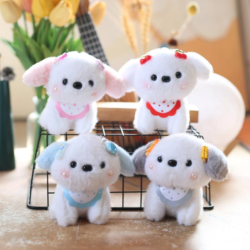 Dog Plush Scarf Toy Keychain Backpack Charm Stuffed With Pp Cotton Gift For Kids