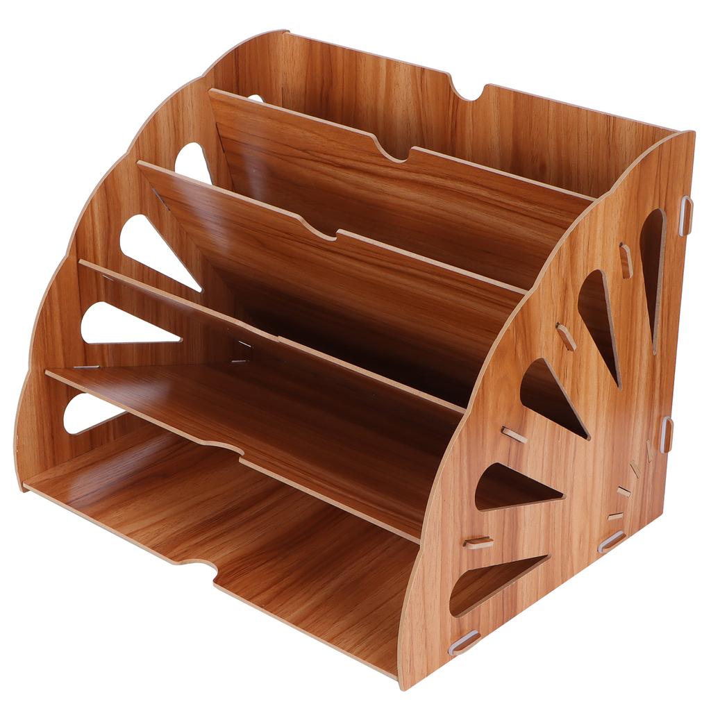 Wooden MultiSlot Storage Rack   Supplies Desktop File   for  (Black )