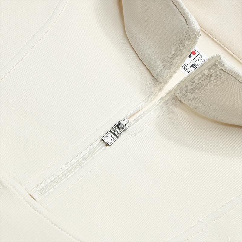 Fila Classic Soft Knit Short Pullover Sweatshirt Women tops Ice-Cream-White F11W543201FIV