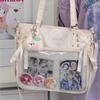 JIAERDI Japanese Sweet Elegant Ribbon Ita Bag Women Large Capacity Transparent Tote Bag Ladies Balletcore Anime Shoulder Bag New