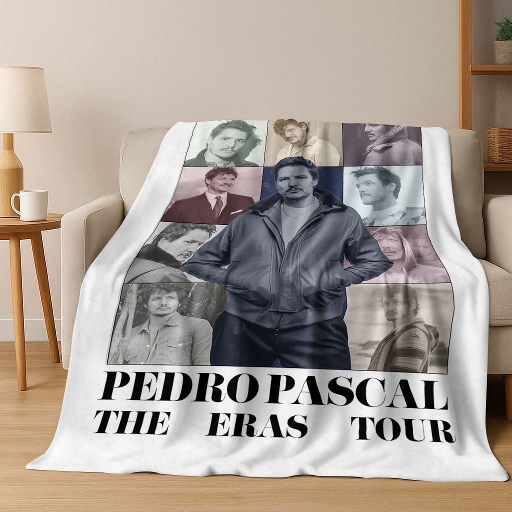 2025 Neue Pedro Pascal Schauspieler Star Kunst Flanelldecke, Gemütliche Weiche Überwurfdecke für Zuhause Schlafzimmer Bett Sofa Picknick Abdeckung Kinder Geschenk