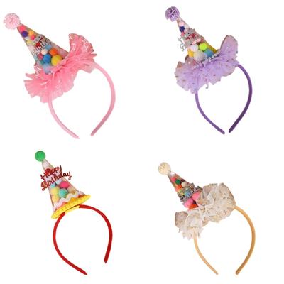 Rainbow Birthday Hat Hairhoop Princess Carnivals Party Headband Festive Headwear
