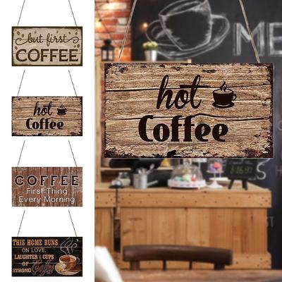 New Design Wood Door Sign Coffee Sign Reminder Signs Hotel Bulletin Board Letter Printed Signs Door Hanger Cafe