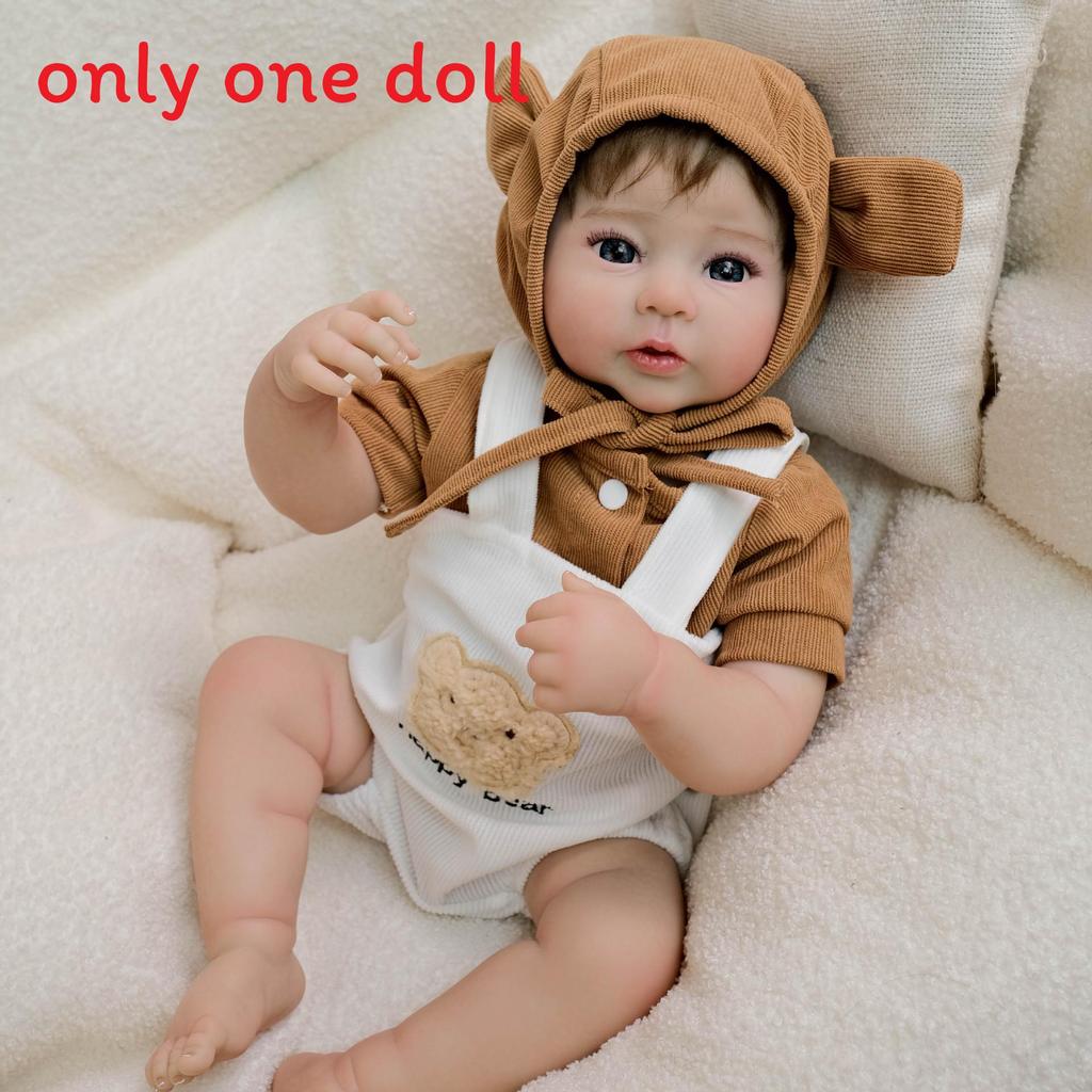 

Silicone Baby Doll With Bear Overalls For Collectors And Gift Buyers