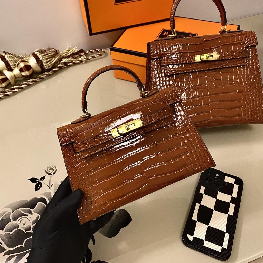Europese & Amerikaanse Retro Krokodillenpatroon Kelly Enkelbandige Crossbody Tas: High-End, Modieuze, Lichte Luxe Handtas voor Dames