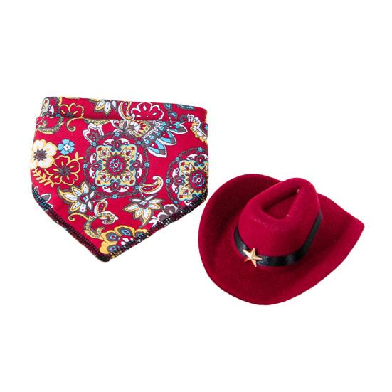 1 Set Cat Cowboy Costume, Adjustable Cowboy Hat And Retro Bandana Scarf, Cute Cat Cowboy Outfit for Cats Small Dogs, Western Style Pet Accessories S A