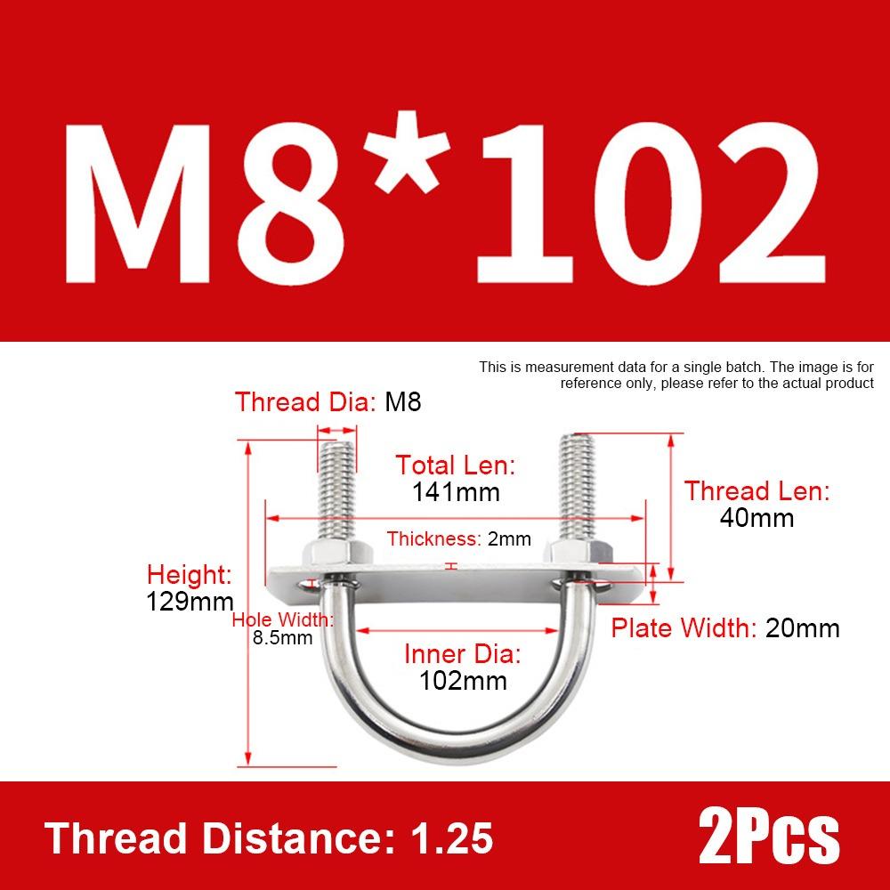 1Set With Baffle M8 Round Tube Clamp 304 Stainless Steel Round Bolt  for Round Tube