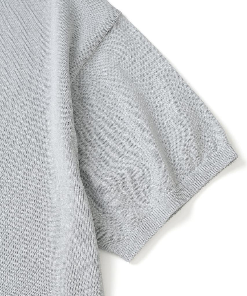 KNITTED Shellon Cooling Single Crop Henley Neck Knit Light Grey