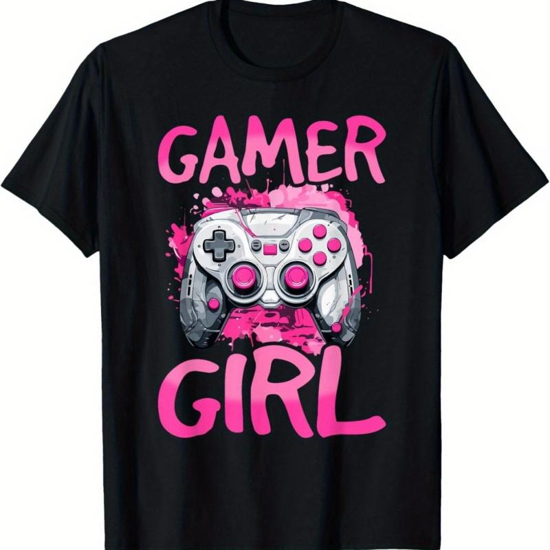 Printed Gamer Girl Boy T-Shirt For Men GamePad Graphic Tees Casual Oversized Short Sleeve Tops Round Neck Streetwear T Shirts