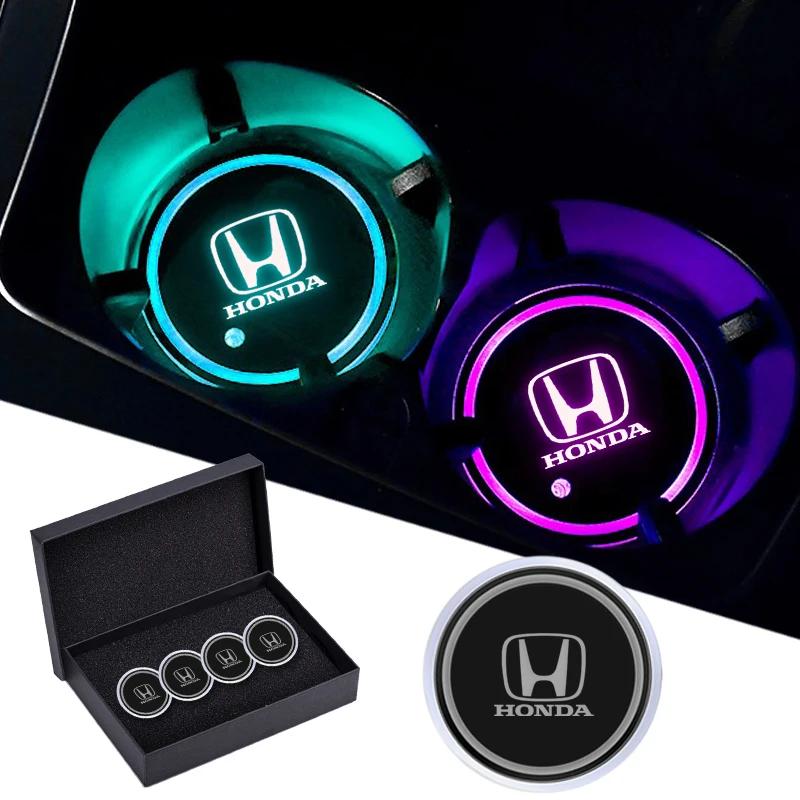 1/2pcs Car Luminous Water Cup Pad LED Atmosphere Light For Honda Civic Fit Accord City Vezel CR-V S660 Odyssey HR-V Insight aii256
