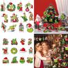 Green Wooden Christmas Tree Ornaments Set For Festive Home And Office Decor