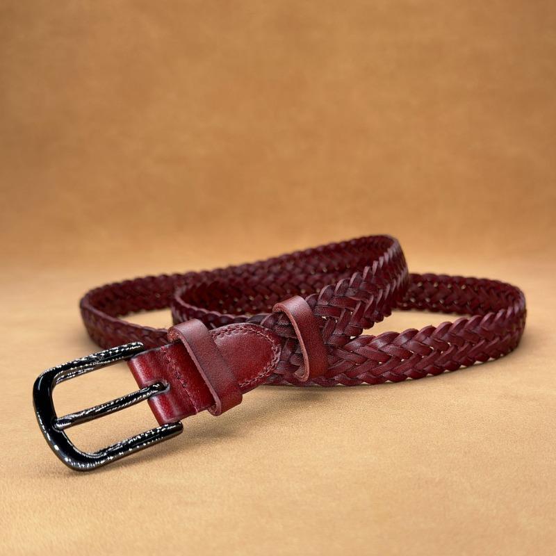 Hand-woven Leather Belt Women's Retro Casual Pin Buckle Hollow Women's Belt