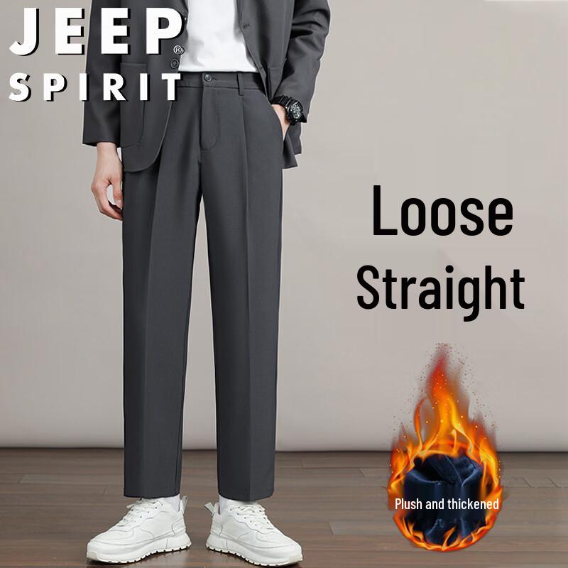 

JEEP SPIRIT Men s Fleece-Lined Straight Casual Pants M