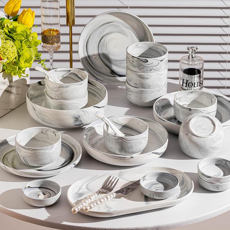 Kangmo Marble Ceramic Dinnerware Set
