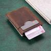 Handmade PoP Up Card Holder Genuine Leather Credit Card and Money Clips Case RFID Blocking Minimalist Wallet with Compartment for Notes