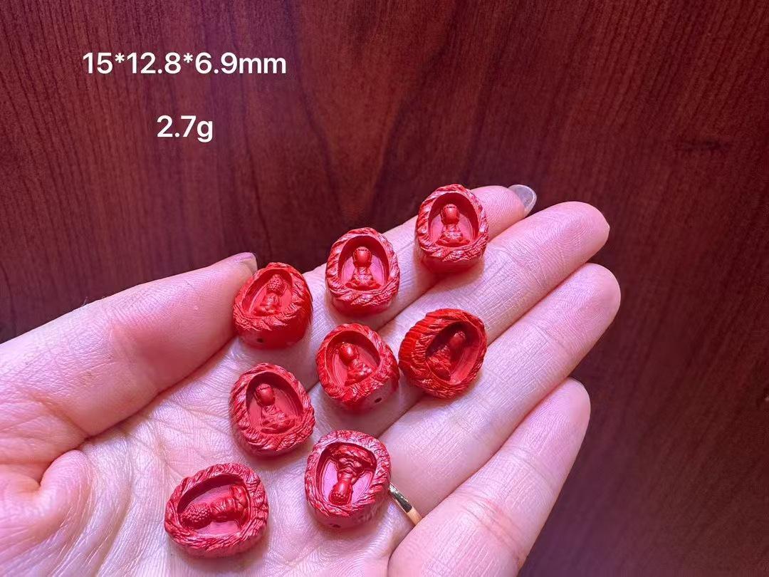 High-Quality Natural Red Cinnabar Buddha DIY Accessories
