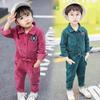 Kids Corduroy 3-Piece Clothing Set Boys Cartoon Print Tee  Jacket  Pants Casual Outfit For Toddlers