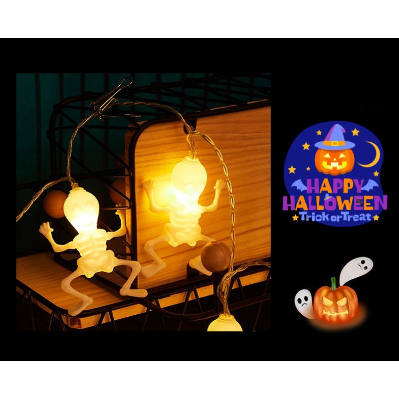 Halloween light string, skull string light, ghost festival horror decoration, holiday light, battery powered Halloween home decoration