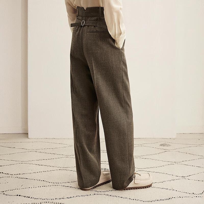 LESS 2025 Winter Casual Wool Blend Straight-Leg Trousers