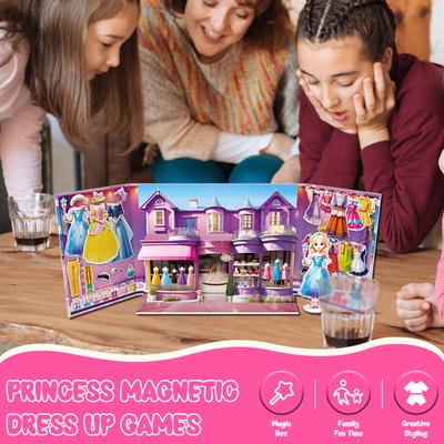 Portable Creative Three-dimensional Scene Versatile Princess Magnetic Dressing Experience Rich Matching Stickers Quiet Book
