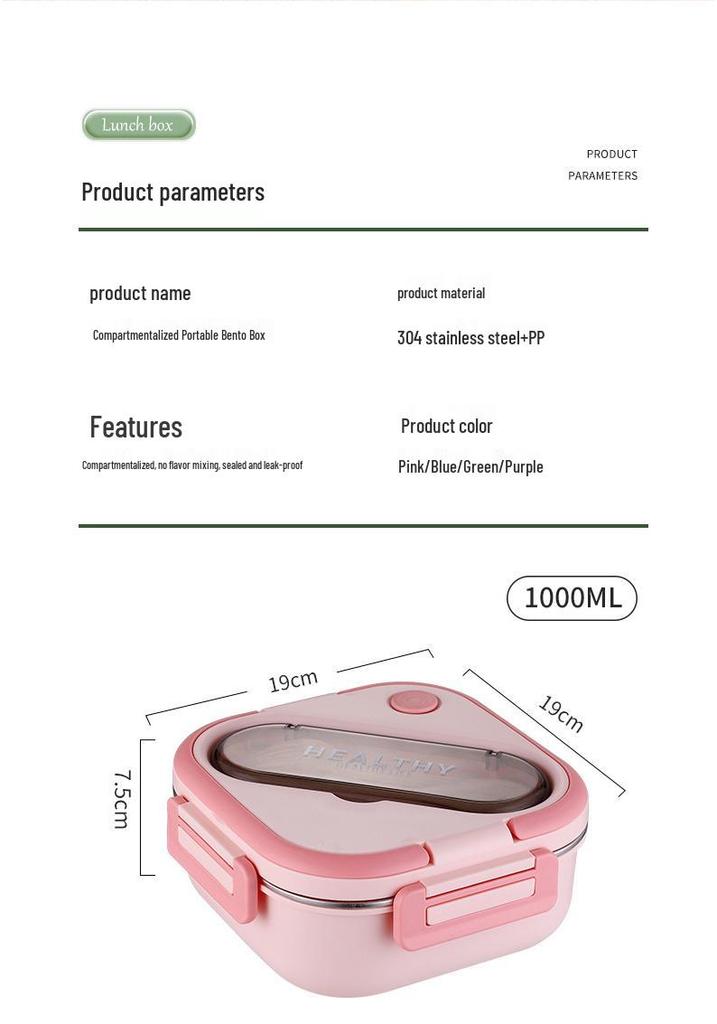 Korean Style 304 Stainless Steel Insulated Lunch Box for Men, Women, Students, and Office Workers