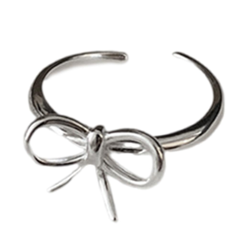 Fashionable Bowknot Opening Rings Finger Rings Beaded Finger Rings Alloy Material Stylish Finger Accessory for Women