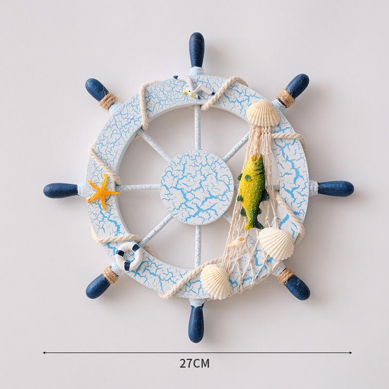Mediterranean Ship Rudder Decoration Nautical Boat Wheel Helm Wooden Craft Home Living Room Decoration Accessories