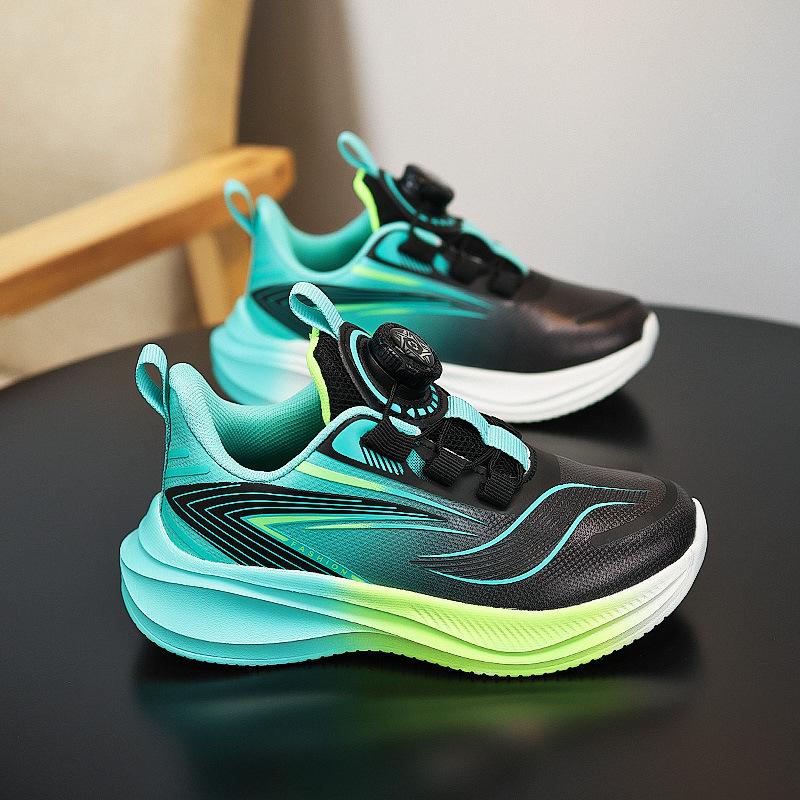 Boys' shoes 2025 summer new children's sports shoes medium and older children's rotating buckle girls' mesh step training shoes list